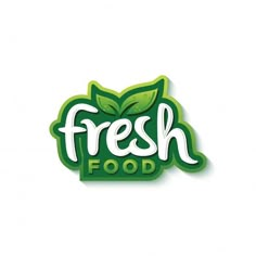 fresh food logo with green leaves