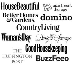 some type of font that is in different styles and colors, including the words house beautiful, better homes & gardens, country living, woman's day, dear space,