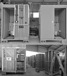 several pictures of different types of storage containers in various stages of being opened and closed