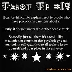 a black background with white stars and the words tarot tip