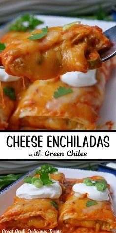 cheese enchiladas with green chiles on a plate