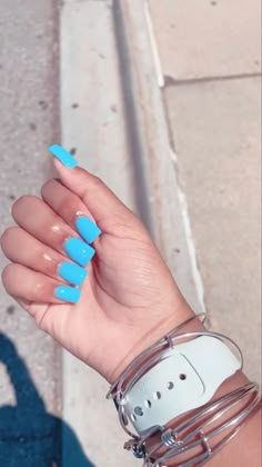 Yellow Acrylic Nails Medium Length, Short Square Acrylic Nails Beach, Short Nails Acrylic Blue, Blue Nails Short Square, Short Square Acrylic Nails Summer Colors, Acrylic Nails Square Short, Short Blue Acrylic Nails, Blue Short Acrylic Nails, Cute Short Square Nails