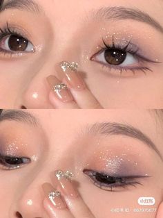 Mermaid Makeup Aesthetic, Chinese Makeup, Douyin Makeup, Cute Eye Makeup, Doll Eye Makeup, Korean Eye Makeup, Makeup Accesories, Glitter Eye Makeup, Eye Makeup Pictures