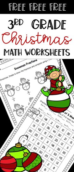 christmas math worksheets for 3rd grade students to practice numbers and subtraction