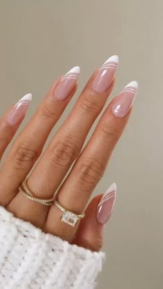 French Stiletto, Nails With Design, Full Cover Nail Tips, Nagellack Trends, Casual Nails, Fake Nails With Glue, Nails Almond