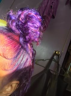 Pink And Purple Dyed Hair, Pink Skunk Stripe, Purple Natural Hair, Skunk Stripe, Pink Hair Dye, Girl Hair Colors, Peekaboo Hair, Quick Natural Hair Styles