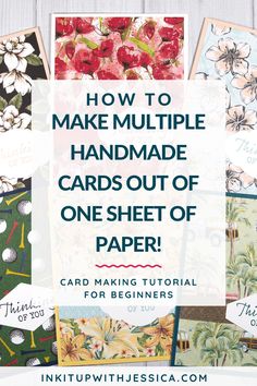 how to make multiple handmade cards out of one sheet of paper with text overlay