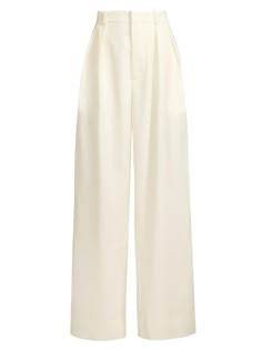 "Find WARDROBE.NYC Virgin Wool Wide-leg Trousers on Editorialist. WARDROBE.NYC's trousers are crafted of luxe virgin wool and feature a baggy, wide-leg silhouette. Pleated detailing completes this tailored look. Belt loops Side pockets Back welt pockets Zip-fly with hook-and-eye closure 100% virgin wool Dry clean Imported SIZE & FIT This style is designed for a slouchy, low-rise fit Inseam, about 32\" Waist, about 30\" Model measurements: 5'10\" tall Model is wearing a US size Small. WARDROBE.NYC. Color: Black. Size: Large." White Wide Leg Trousers, Wardrobe Nyc, White Wide Leg Pants, Luxury Wardrobe, Small Wardrobe, Fashion Portfolio, Looks Chic, Fashion Design Clothes, Women's Wardrobe