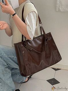 Bird in Bag - Shoulder Tote Bag Brown Leather Bag Outfit, Brown Leather Laptop Bag, Leather Book Bag, Stylish Laptop Bag, Black School Bags, Uni Bag, Purse Outfit, Brown Leather Tote Bag, Brown Tote Bag