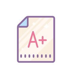 an icon with the letter a and a plus in it's center, on top of a sheet of paper