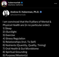 Pillars Of Health, Andrew Huberman, Good Leadership Skills, Health Advice, Neuroscience, Life Motivation, Physical Health