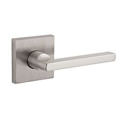 stainless steel door handle with square bar on the left hand side and rounded back end