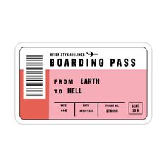 a boarding pass with barcodes on the front and back side, in pink