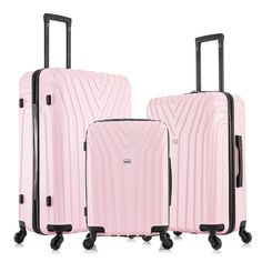 Pink Luggage Sets, Hardside Luggage Sets, Pink Luggage, 3 Piece Luggage Set, Hardside Spinner Luggage, Spinner Luggage Sets, Mushroom Jewelry, Hardside Luggage, International Flights