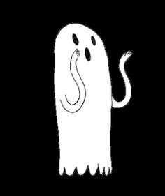 a white ghost standing in the dark with its eyes closed and mouth wide open,