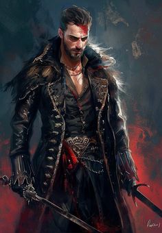 Fantasy Thug, Anime Facial Hair, Dragon Dogma Dark Arisen, Blood Hunter, Dragon's Dogma, Male Character Inspiration, D D Character Ideas, Scifi Art, Male Characters