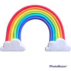 a rainbow with clouds in the background on a white background for your design or project