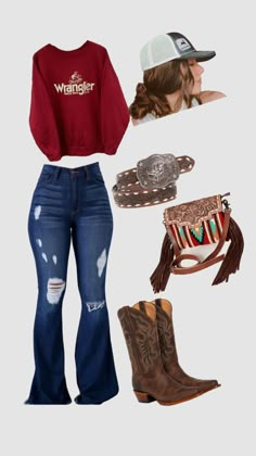 Cowgirl Style Outfits Rodeo, Pants For School, Cowgirl Pants, Country Western Outfits, Cute Cowgirl