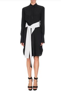 Long Sleeve Silk Dress, Givenchy Dress, Slim Fit Dress, Belted Shirt Dress, Button Front Dress, Slim Fit Dresses, Silk Shorts, Silk Charmeuse, White Shirt Dress