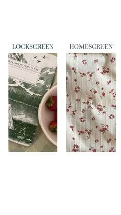 there are two books about homescreen and the same one is in front of a bowl of strawberries