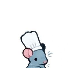 an elephant wearing a chef's hat on top of its head with the words hello mouse