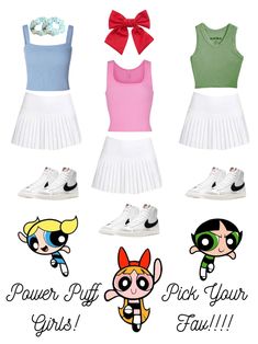 the powerpuff girls outfits are all different colors