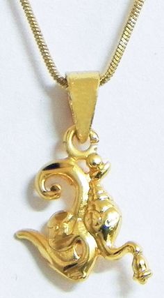 Ganesha Face, Religious Symbols, Pendant With Chain, Religious Jewelry, Gold Necklace, Gold Plate