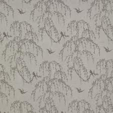 a wallpaper pattern with birds and flowers on the background, in shades of grey