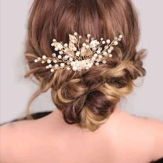 Pair of Handmade Vintage Style Gold Leaf Floral Pearl Bridal - Etsy UK Bride Hair Jewelry, Bridesmaid Hair Comb, Crystal Bridal Headpiece, Bridal Hair Combs Pearl, Fran Fine