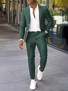 Green Work Collar   Colorblock,Plain  Embellished Non-Stretch  Men Clothing Fitting Suits For Men, Cocktail Wear For Men, Green Wedding Guest Outfit Men, Men Outfits For Wedding Guest, Cocktail Outfit Men’s, Formal Men Wear, Men Green Outfit, Men Suits Style Wedding, Man Wedding Outfit