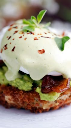 a close up of food on a white plate