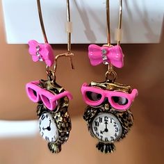 Brand New Cool School, Pink Glasses, Flamingo Earrings, Betsey Johnson Earrings, Rose Stud Earrings, Ghost Earrings, Owl Earrings, Wise Owl, Sparkle Earrings