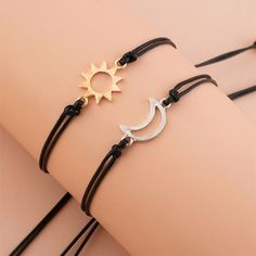 Material: Alloy Color: Gold, Silver, Mixed Colors of Gold and Silver Fashion Element: Moon, XINGX Style: Simple Friendship Valentines, Valentines Day Jewelry, Set Couple, Braided Rope Bracelet, Bff Jewelry, Best Friend Bracelets, Lovers Bracelet, Leather Cord Bracelets, Couple Style