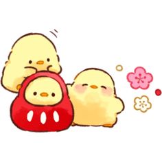 two little chicks sitting next to each other