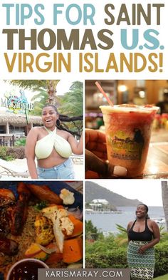 a collage of photos with the words tips for saint thomas us virgin islands