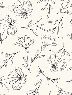 black and white flowers on a beige background