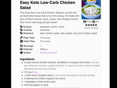 the easy keto low - carb chicken salad recipe is shown in this screenshot