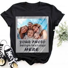 a t - shirt with an image of three people and the words your photo is next to it