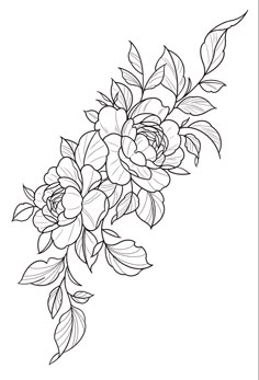 a line drawing of flowers on a white background