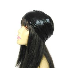 "Gothic Vegan Headband Man's Gothic Black Headband Lined Vegan Headband Black Goth Head Wrap Goth Headband FREE DOMESTIC SHIPPING on Additional Headbands and Hats Click here for my Headbands and Head Wraps https://www.etsy.com/shop/LooptheLoop?section_id=7884915 Click here for my Slouchy Hats, Beanies and Berets https://www.etsy.com/shop/LooptheLoop?section_id=15878753 This metallic lycra has a little shine to it Lined either in black 100% cotton jersey knit or lightweight black fleece Size: wil Biker Headbands, Mens Head Wrap, Goth Headband, Mens Headband, Biker Bandanas, Braided Headband Hairstyle, Headbands For Short Hair, Goth Chic, Leather Headband