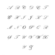 the upper and lower case of an english alphabet, with cursive writing on it