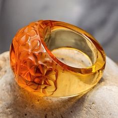 Vintage Lalique France Crystal Amber Ring Size 7 Excellent Condition 100% Authentic Thanks For Looking Lalique Jewelry, Amber Ring, 7 Rings, Jewelry Vintage, Ring Size 7, Womens Jewelry Rings, Lalique, Color Orange, Amber