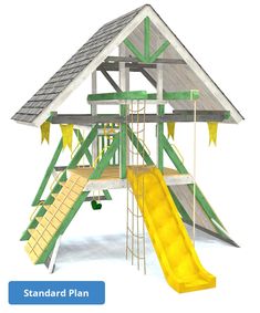 a rendering of a playground structure with a slide