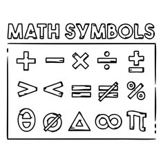 a black and white image with the words math symbols written in cursive writing