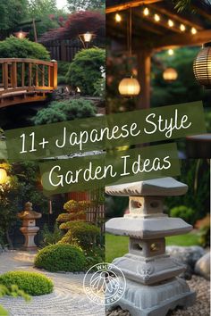 japanese style garden ideas with lights and lanterns