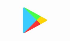 the google play logo is shown on a white background with an orange and green triangle