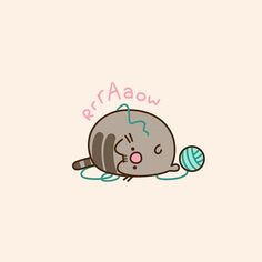 a cartoon cat playing with a ball of yarn