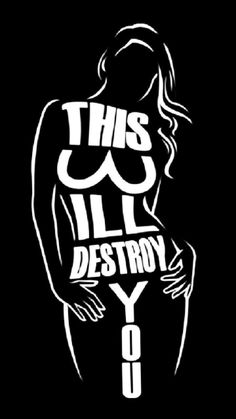 the logo for this is all destroy, which features a woman with her arms crossed