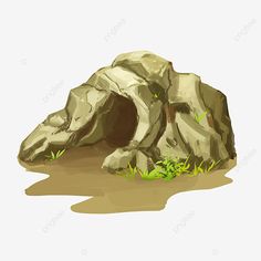 a rock with grass growing out of it, rocks, cartoon png and psd