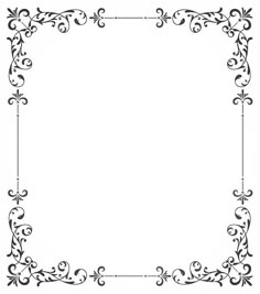 an ornate frame with scrolls and flowers on the edges is shown in black against a white background